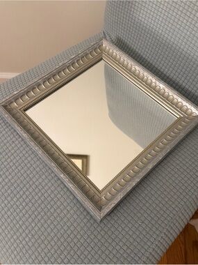 Decorative Silver Wall Mirror - Elegant Square Frame 10 x 10 inches